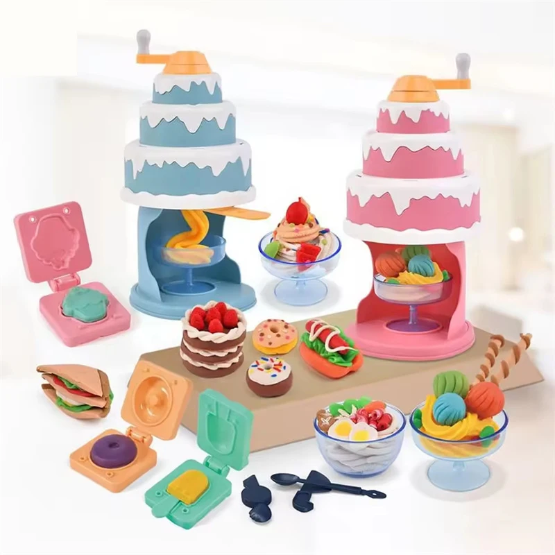 Christmas Gifts for Kids kids educational cake color mud ice cream making machine play dough toy simulation dessert DIY clay kit
