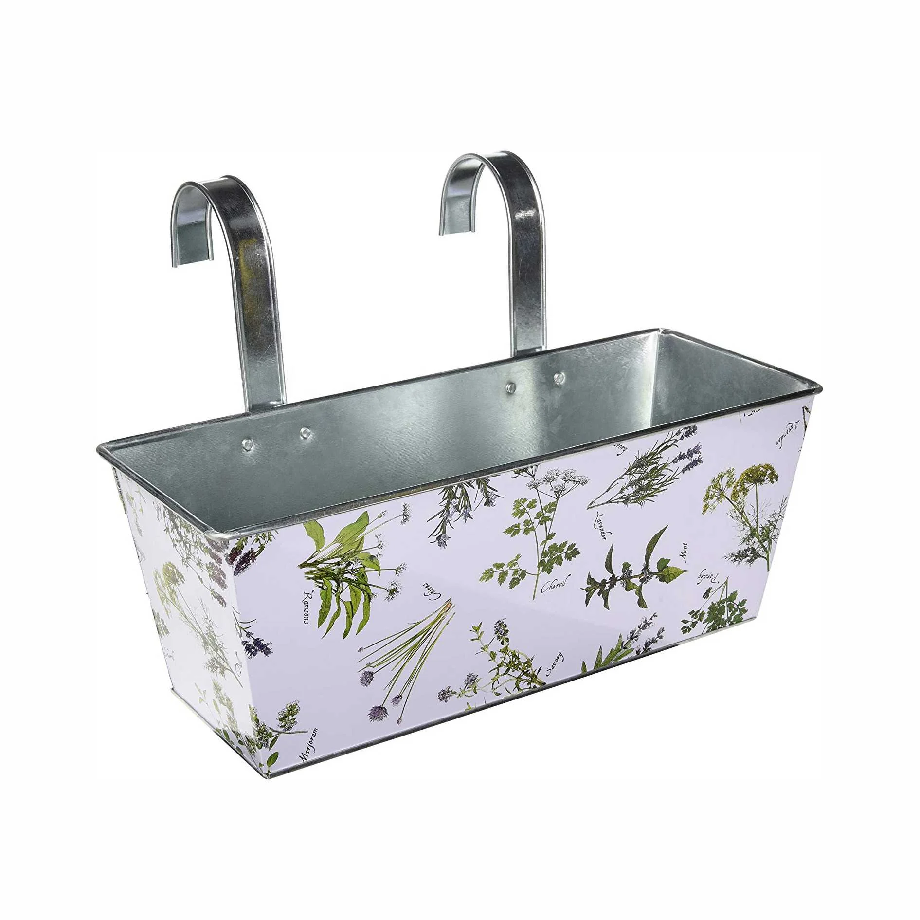 Garden Flower Pot Holder Potted Stand Mounted Balcony Plant Basket Metal Fence Hanging Planter Plant Box