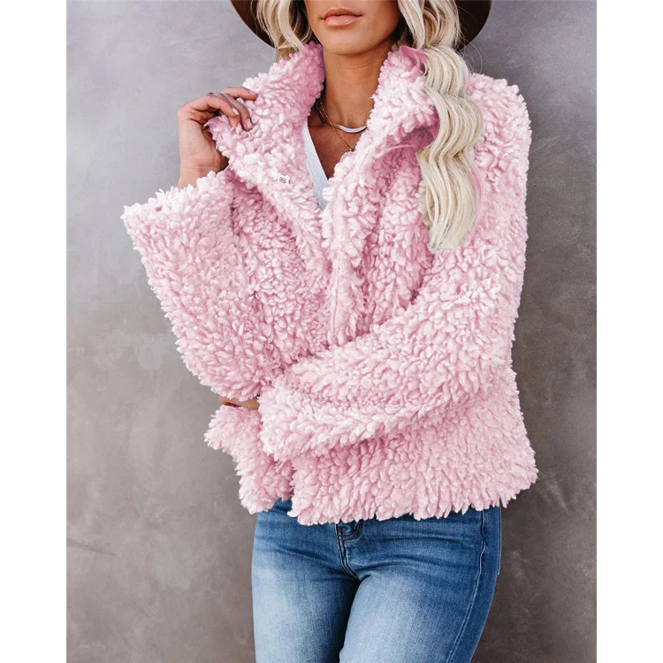 High Quality Fleece Short Zipper Fur Coat Women Long Sleeve White Fox Fur Coat Women