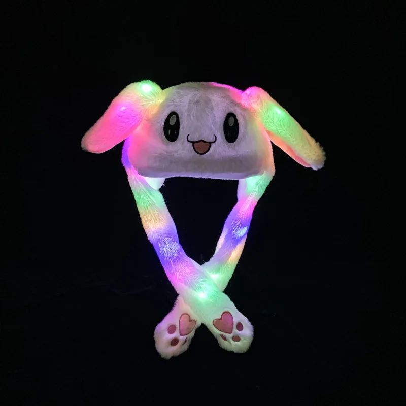 Cute moving rabbit ear shine rabbit hat Funny Bunny Rabbit Ear Hat With Pink Led Light