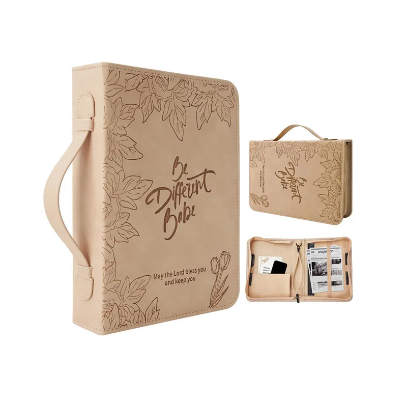 PU Leather Waterproof Large Bible Case Leather Carrying Book Case with Handle Bible book Cover for Women