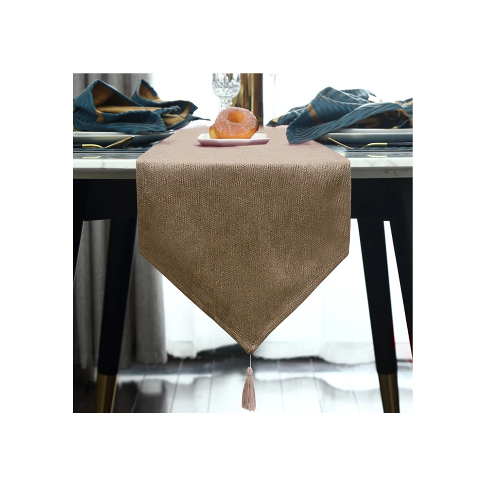Table Runner with Tassels 72 inches long Luxury Linen waterproof table