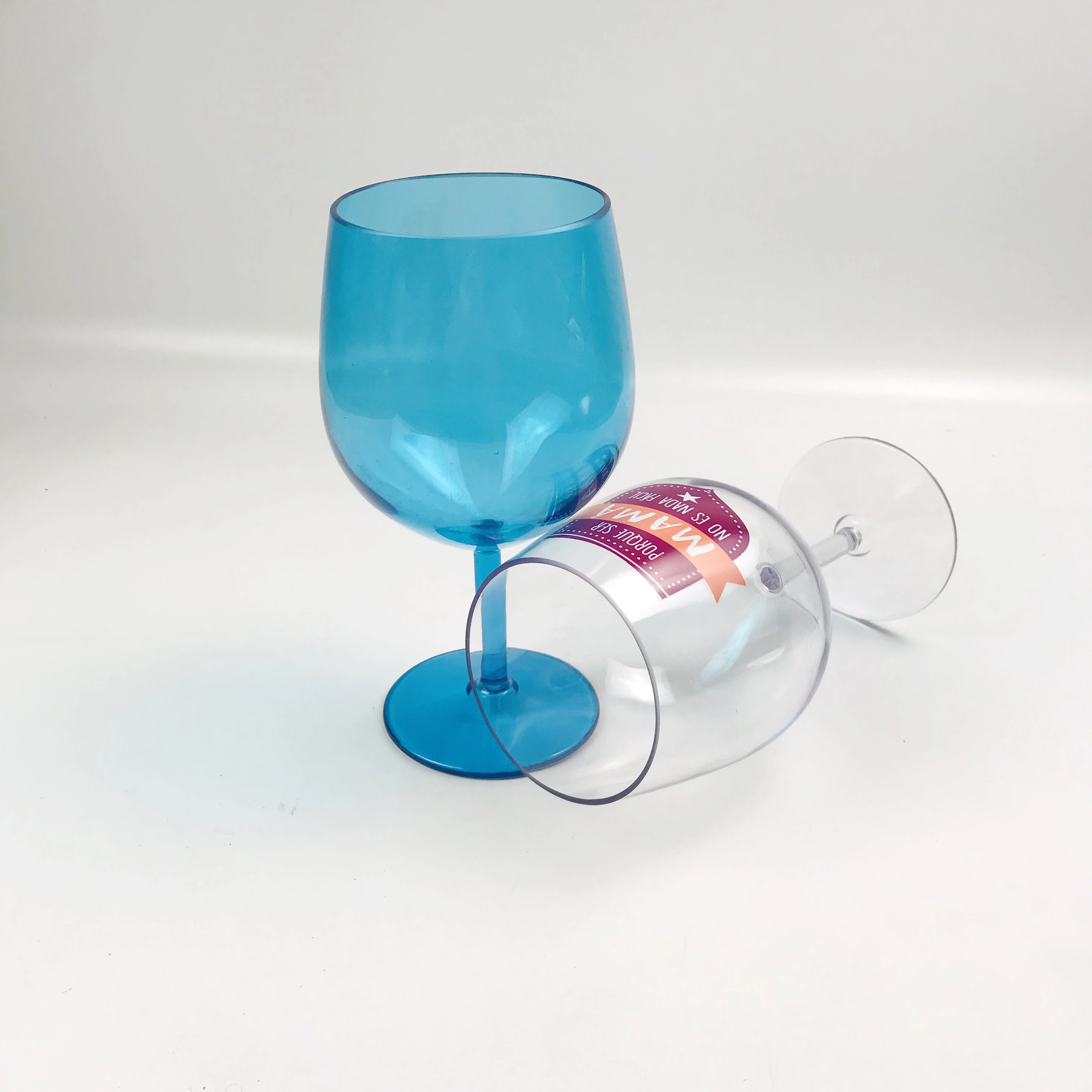 Solid color plastic 1500ml large capacity blue wine goblet glass