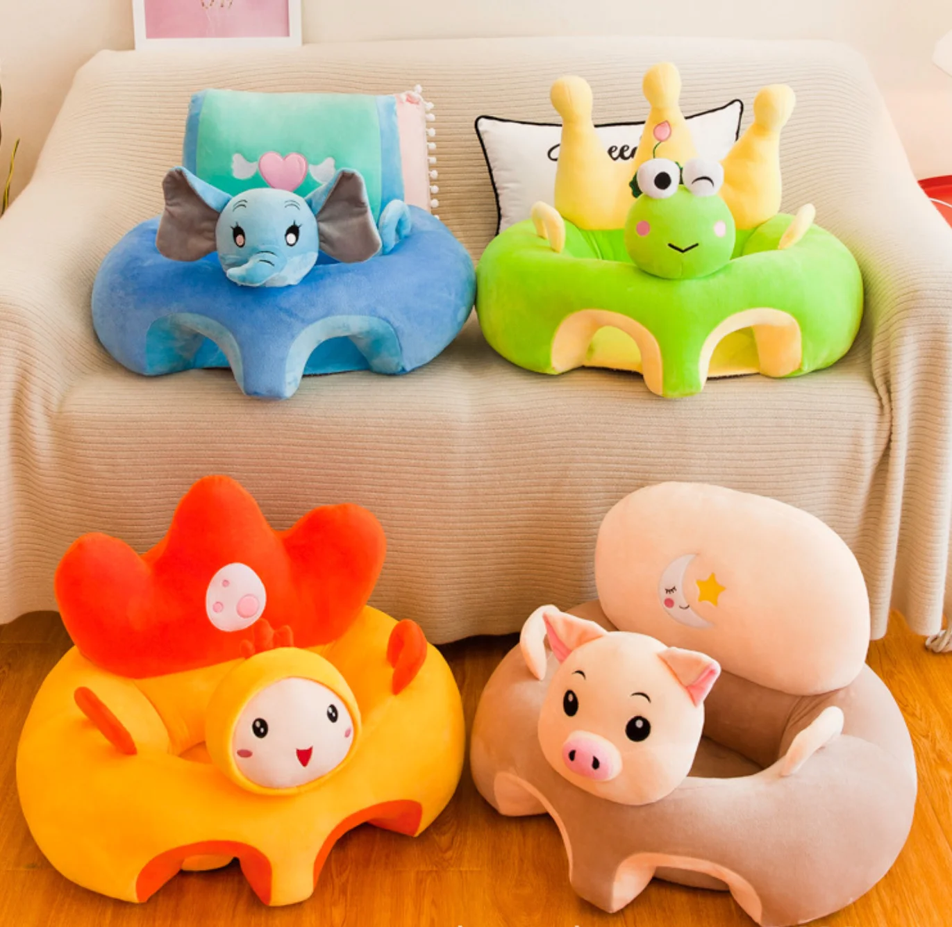Baby Learning Seat Cartoon Infant Learning To Sit On Sofa Plush Toys Sitting Posture Early Education Small Sofa Stool