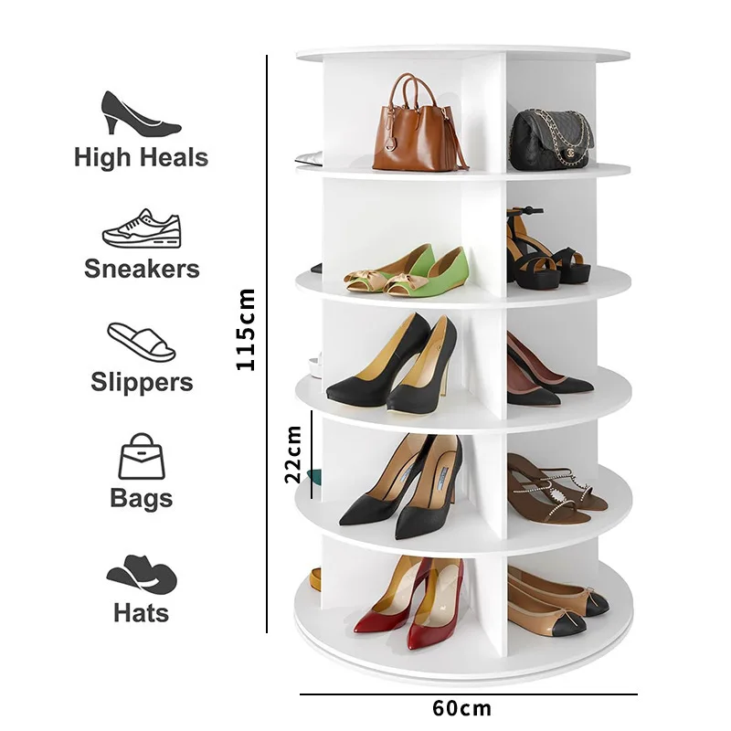 modern 7 Tier 360 Spinning Display rotating shoe rack shoe storage cabinet shoe storage furniture for living room
