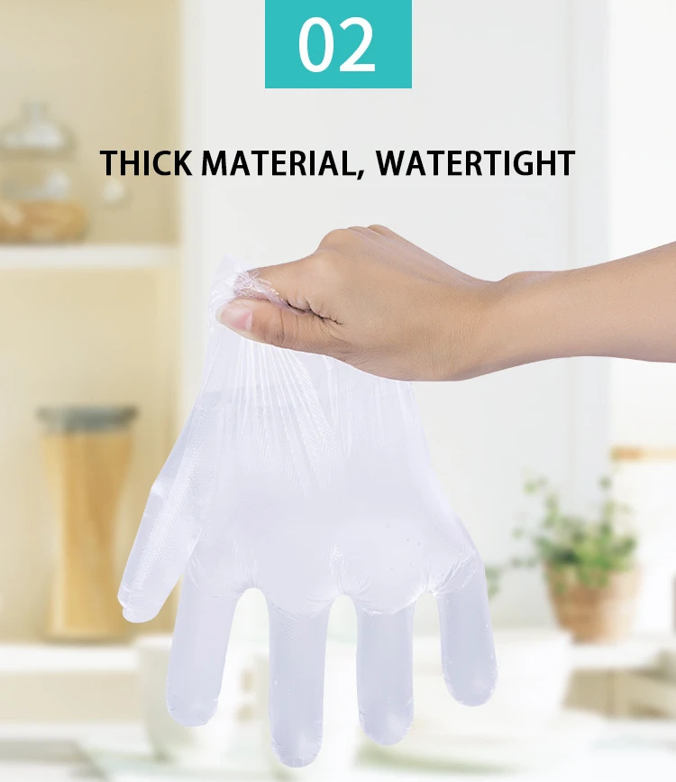 Plastic Hdpe Disposable Gloves Pe Polyethylene Disposable Gloves Food Handling Pe Box Transparent Cleaning Thick Gloves Winter
