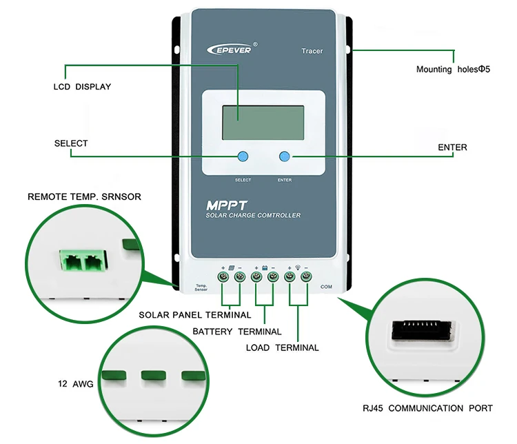 10415AN 12/24V/36/48V 100amp MPPT pwm solar charge controller with lcd display for lifepo4 lithium battery