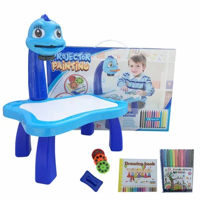 Educational Learning Toys Kids Arts and Crafts LED Drawing Board Projector Painting Table