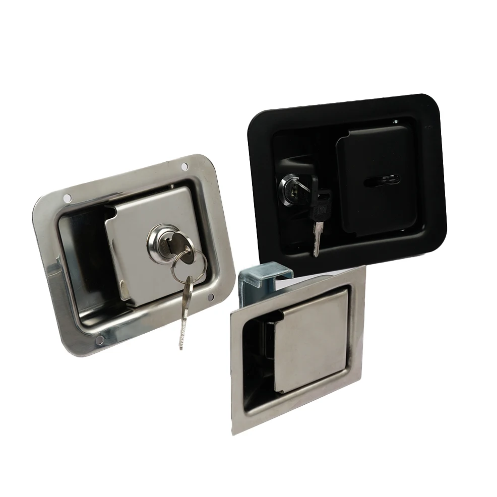 Single Cylinder Deadbolt Flush Mount Recessed Door Paddle Lock Trucks Zinc Plated