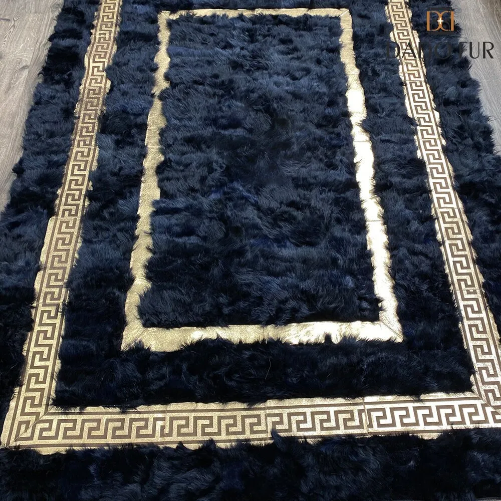 White Patchwork Sheepskin Faux Carpet Long Hair Patchwork Rabbit Fur Carpet