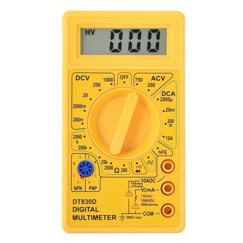 DT830D LCD Digital Multimeter AC/DC Voltmeter Ammeter Ohm Tester 750/1000V High Safety Handheld Multimeter