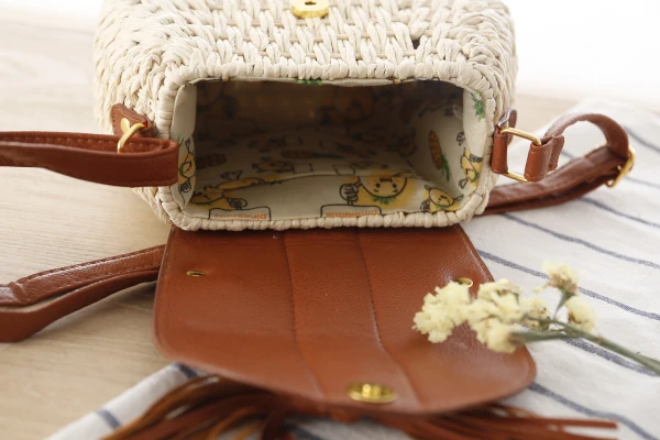 Knitting Summer Bohemian Tassel Straw Beach Crossbody Shoulder Bag For Lady