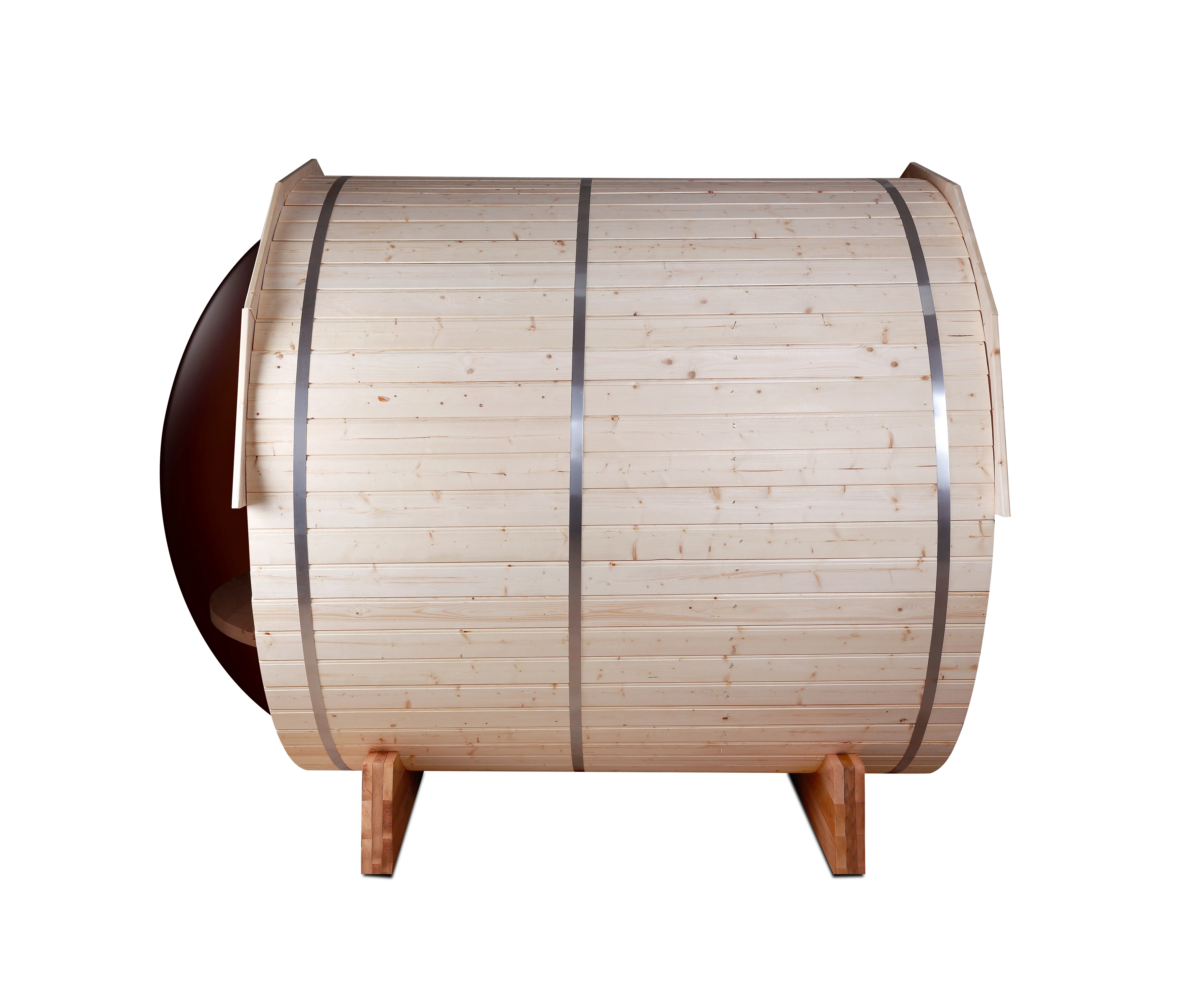 Keya Outdoor Barrel Sauna with Panoramic View in Pine or Cedar for 2-8 Persons
