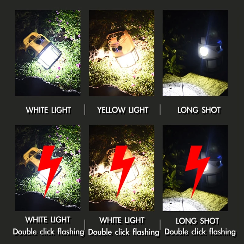 Waterproof Outdoor Type-C Rechargeable Emergency Power Bank Torch Light Handheld Camping Lantern LED Camping Light