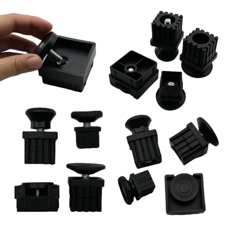 25*25mm square plug with nut adjustable foot plastic square pipe nut plug adjustable levelling feet