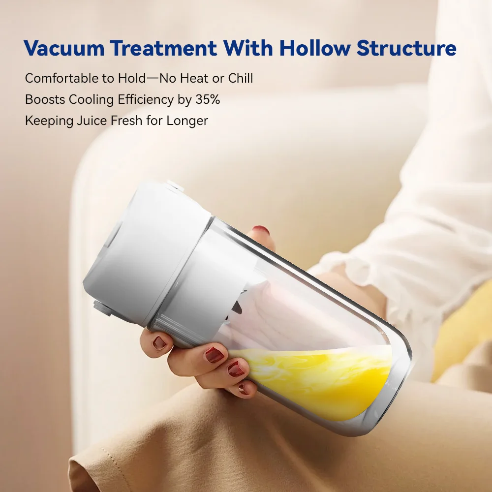 Double Layer Glass Bottle Rechargeable LED Display Portable Blender Fresh Fruit Juicer Mixer Ice Crusher Household Appliance