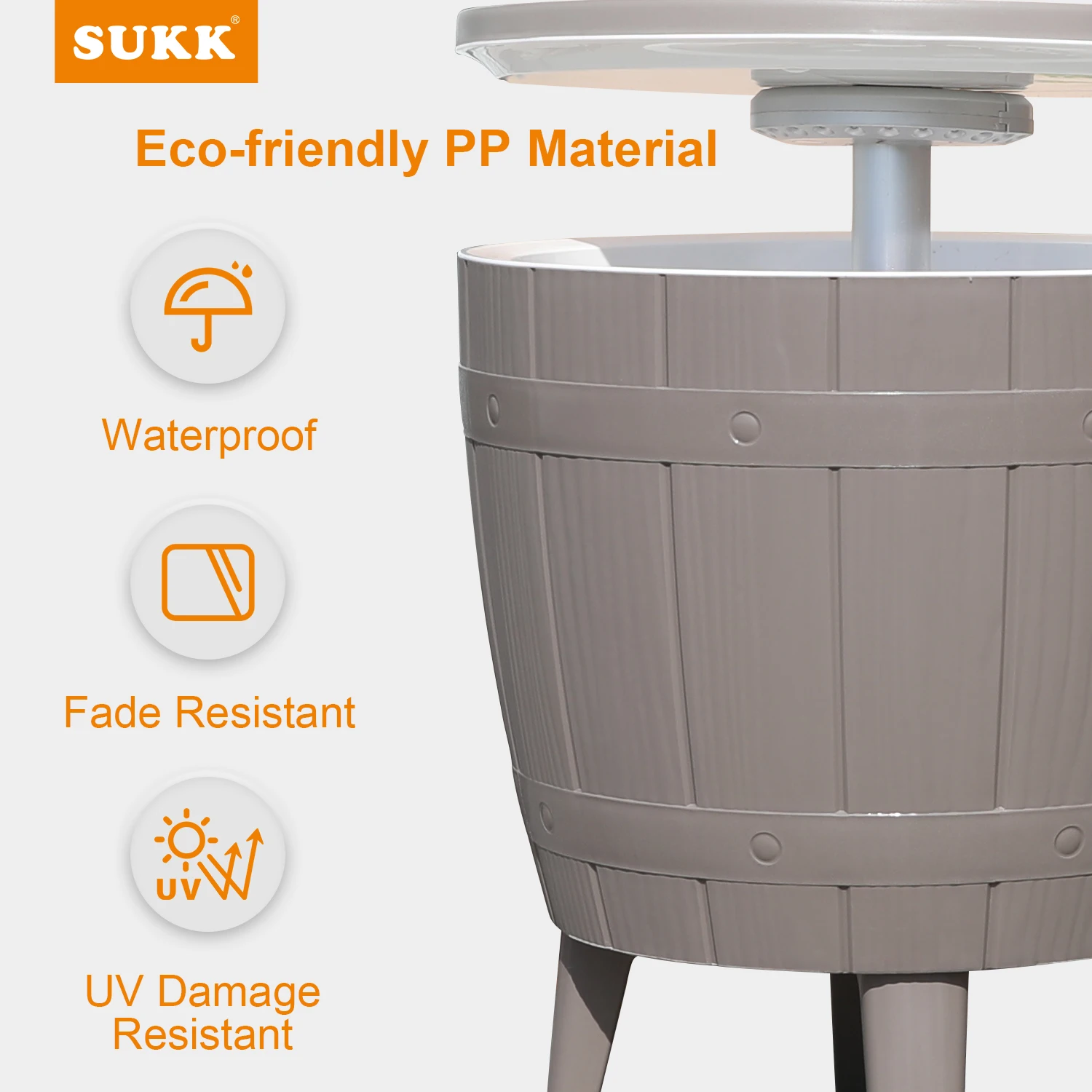 37L/9.8Gal outdoor weatherproof ice cooler bucket table for party