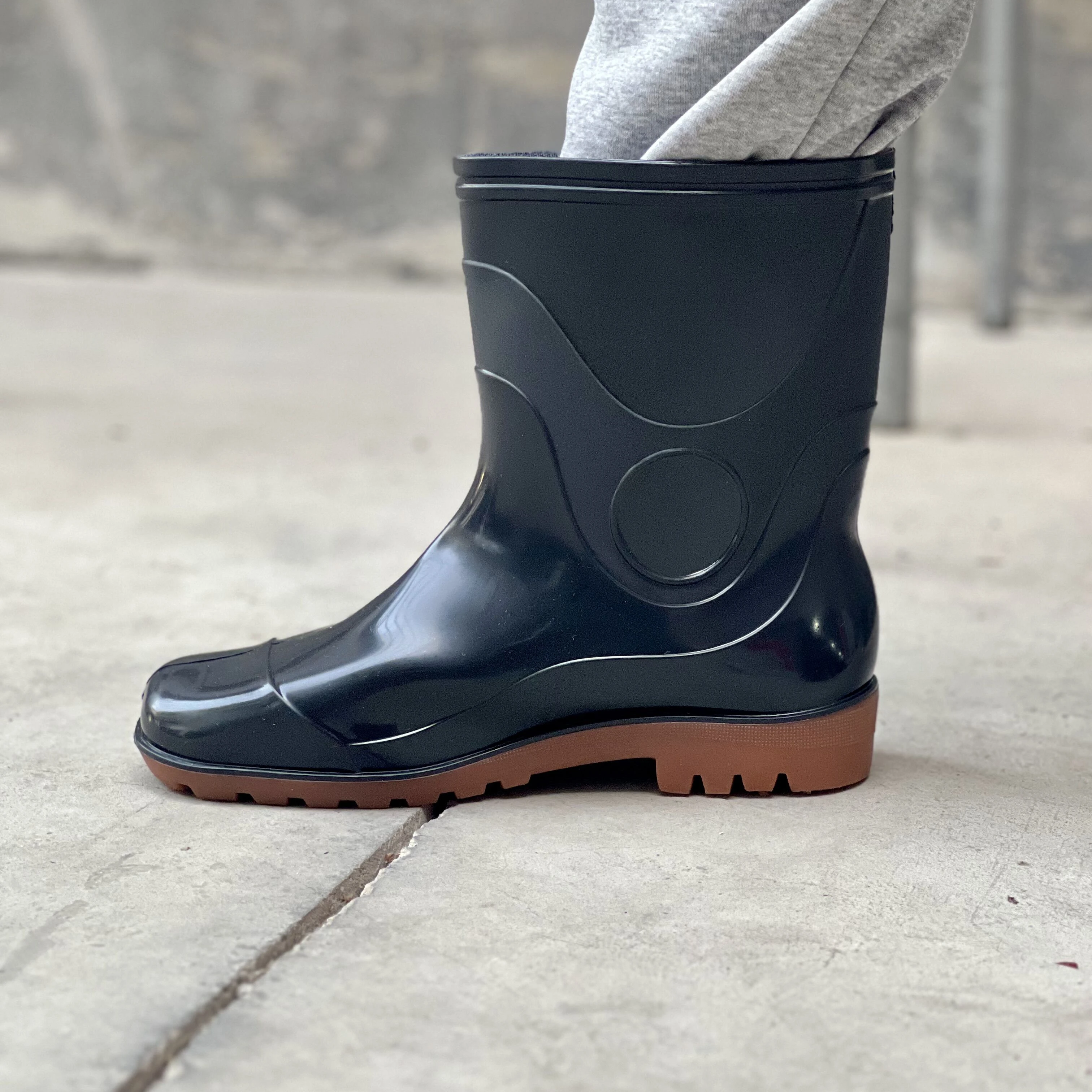 PVC black woodland construction working waterproof rubber wellies gumboots