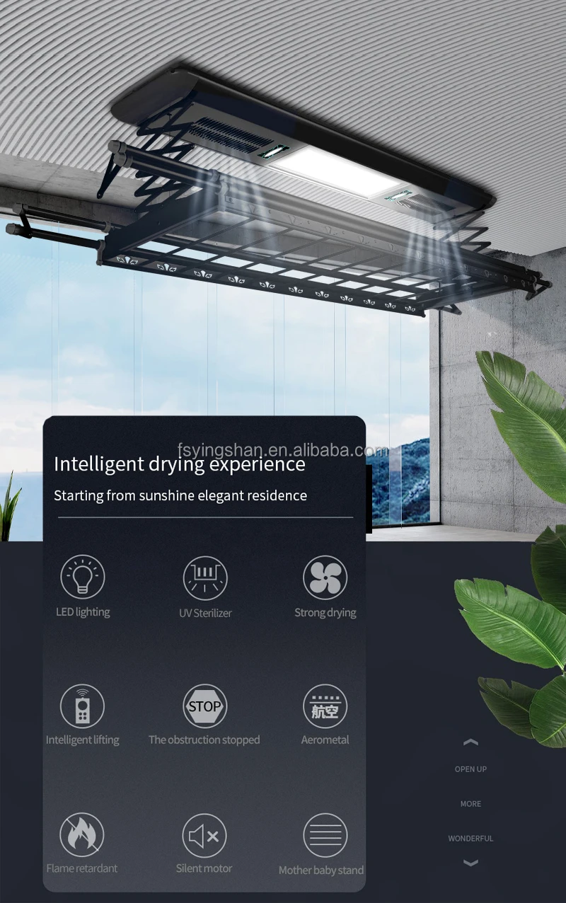 YG-1709B luxury  lifting automated ceiling mounted aluminum laundry drying rack electric clothes dryer hanger balcony
