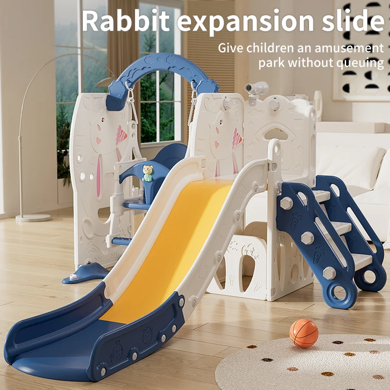 High Quality Rabbit Design Slide And Swing For Kids Play Yard Indoor Playground Basketball Hoop Toddler Play