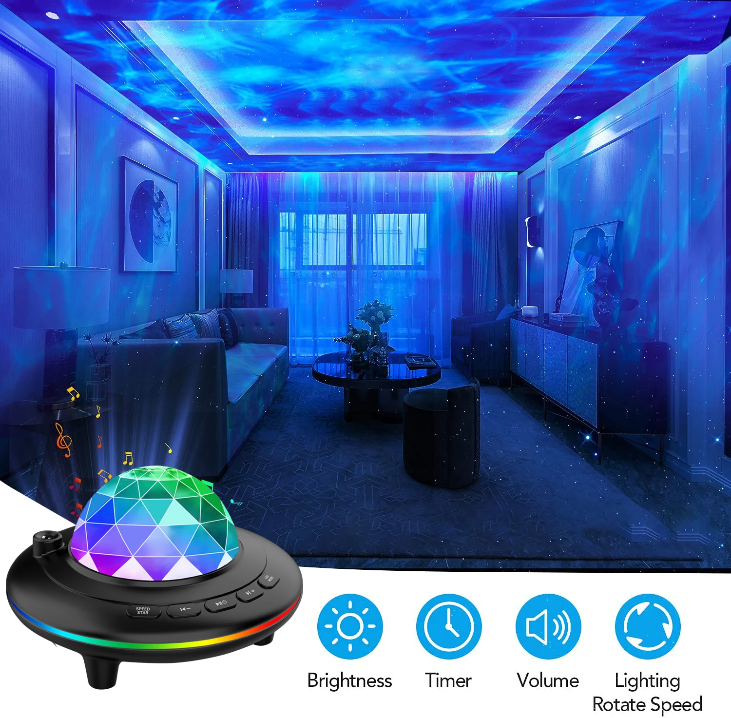 Star Projector Night Light Galaxy Nebula Starry Projector with Remote Control BT Music Speaker Sky Projector Light for Kids