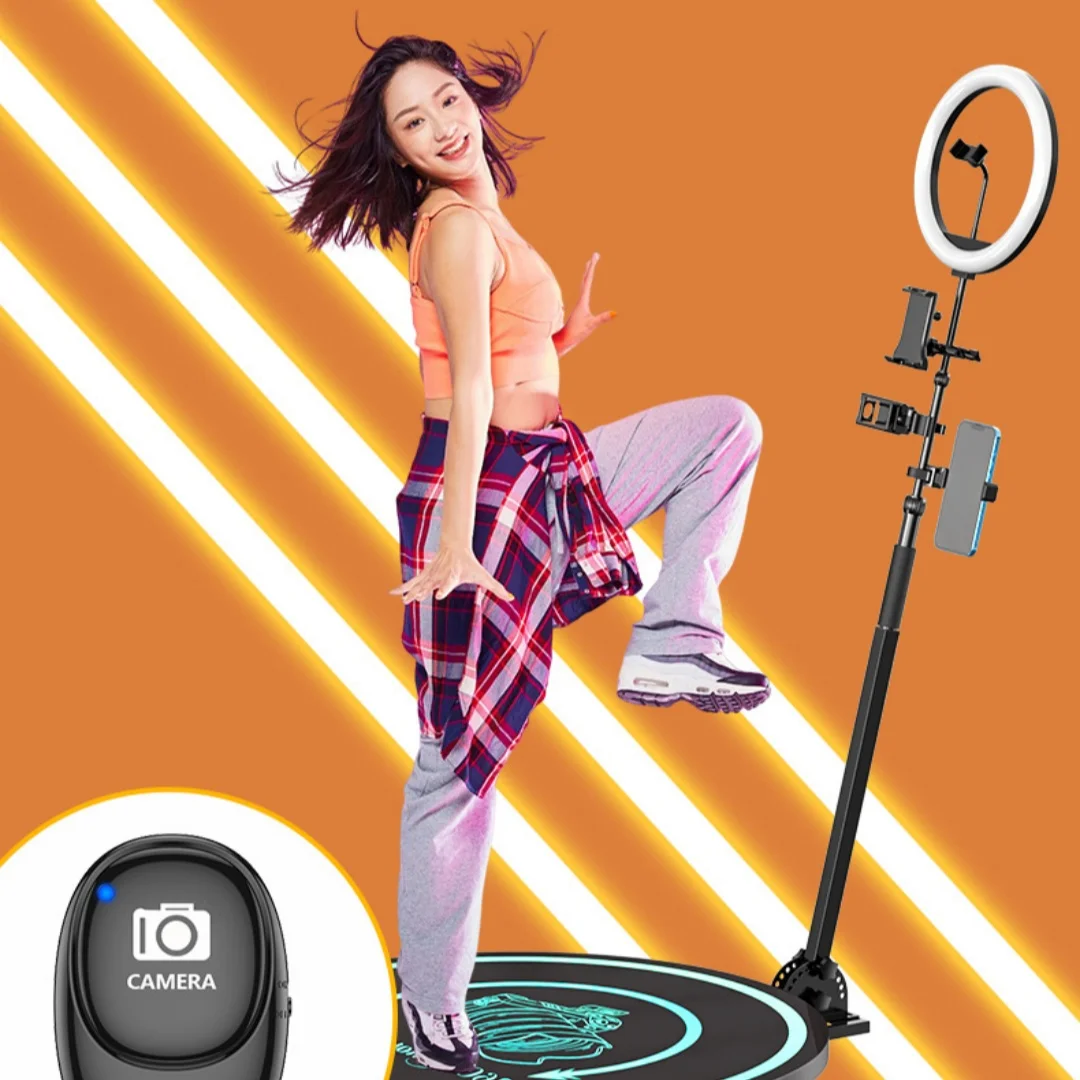 Hot sell Photo Booth Props 360 Slow Motion Selfie Spinning Digital Photo Booth With Ring Light Remote Control Free accessories