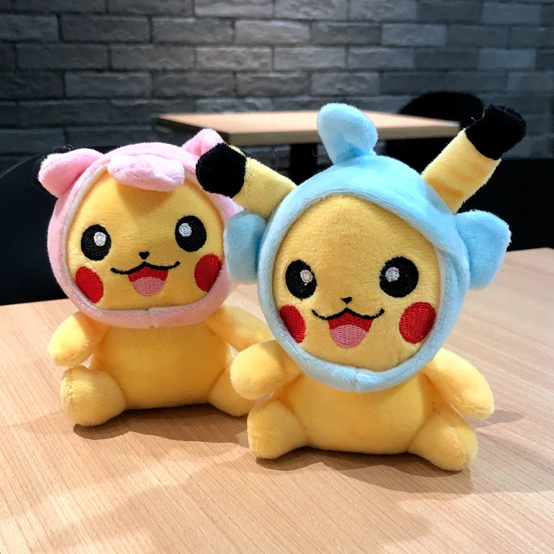 12cm Anime Minikyu Pikachu Plush Toy Doll Keyring Action Figure Soft Stuffed Plush Keychain