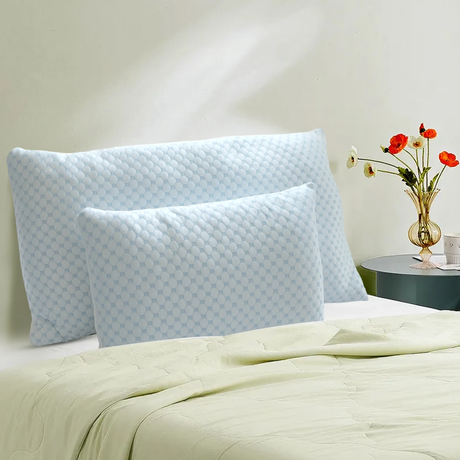 cooling shredded memory foam pillow for sleeping washable cover bed cold nap pillow