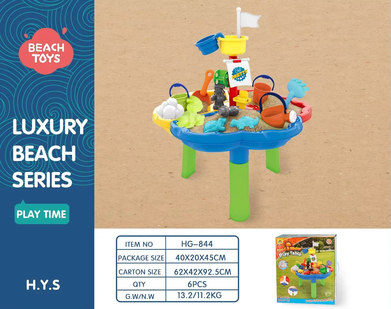 Sand Water Plastic Sensory Summer Activity Big Water Beach Sand Playing Table Toys Set for Kids Toddlers Outdoor