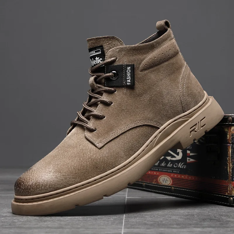 
Retro Style High Quality Leather Boots Casual Rubber Winter Boot Men 