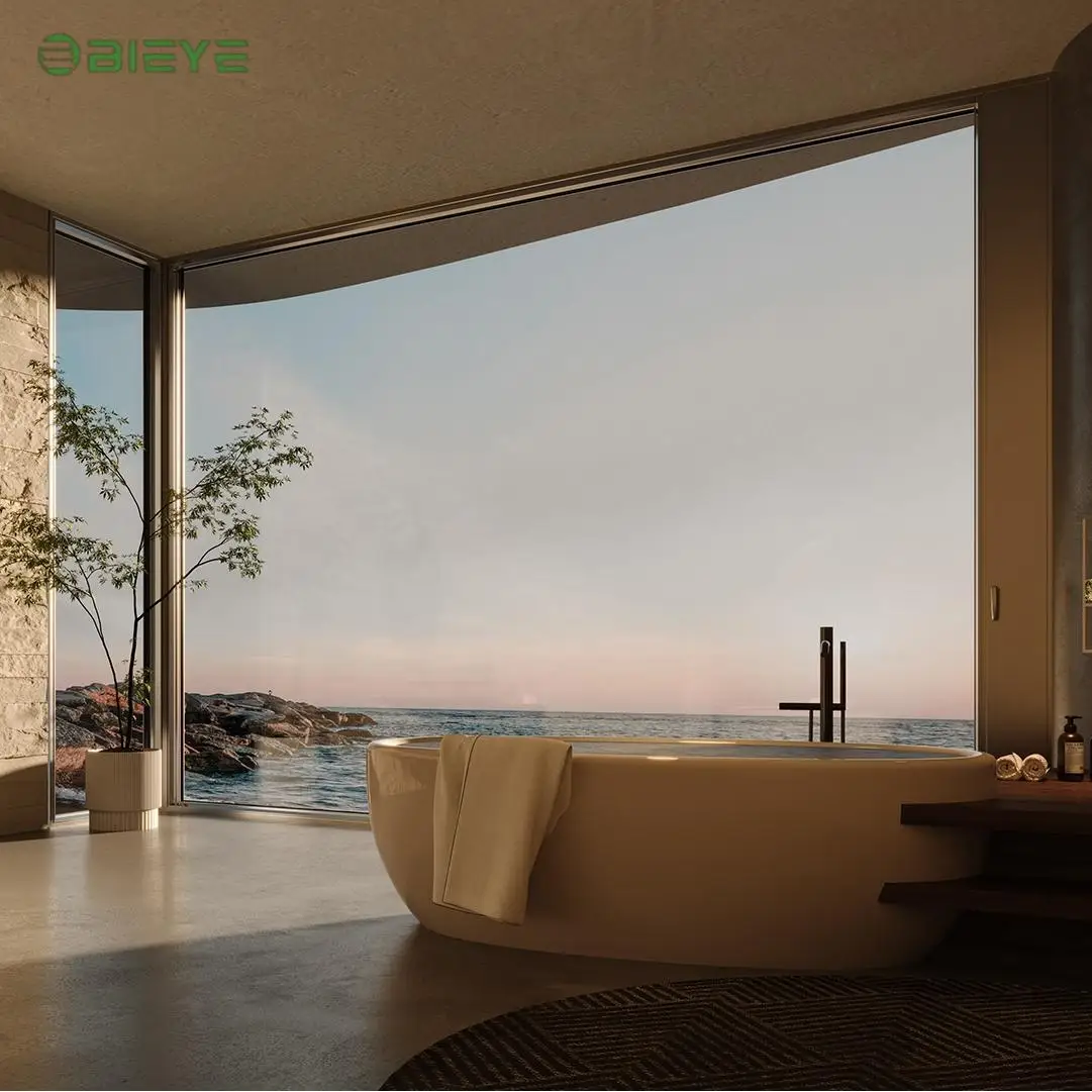 wholesale Customized  Outward Opening Casement Aluminum tempered glass window modern french windows for home office