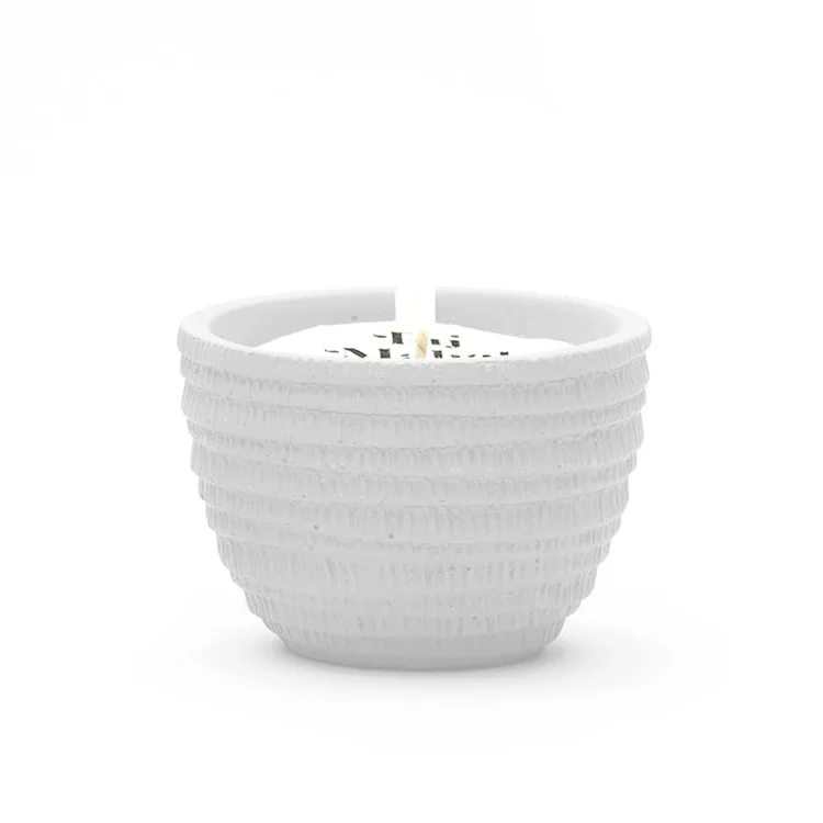 Hot sale matte embossed scented candle gift home decor ceramic candle container cement wholesale candle vessels