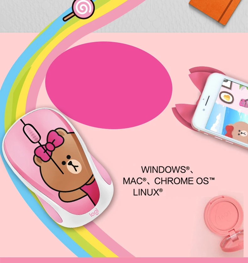 Мышь Logitech Line для друзей мультяшная беспроводная мышь тройная совок мороженое