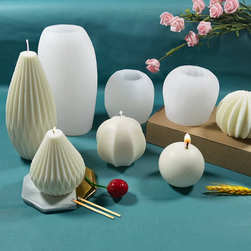 3D geometric spherical line candle making special-shaped column diy aromatherapy candle silicone mold