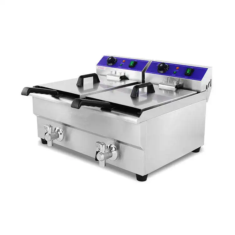 CE Certificated Stainless Steel Double 17L Tank Commercial Electric Commerical Gas Fry Tornado Potato Deep Fryer