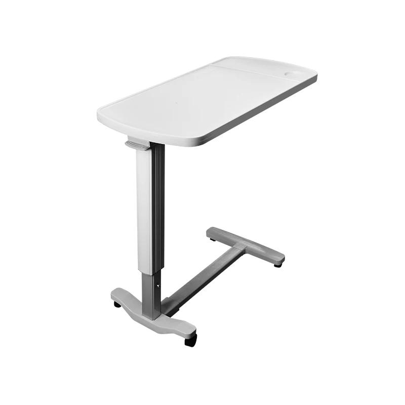 Medical Hospital Movable Foldable Abs Plastic Adjustable White Over Bed Table For Dining