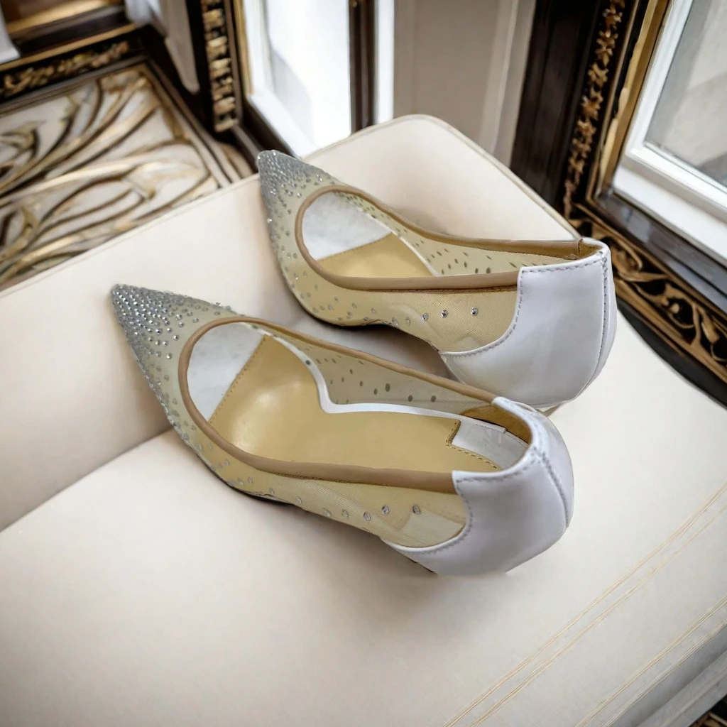 sexy transparent Luxury Rhinestones Crystals Woman Pump Shoes 10cm Heels raw leather Wedding bridal Pumps Shoes Ladies stilettos