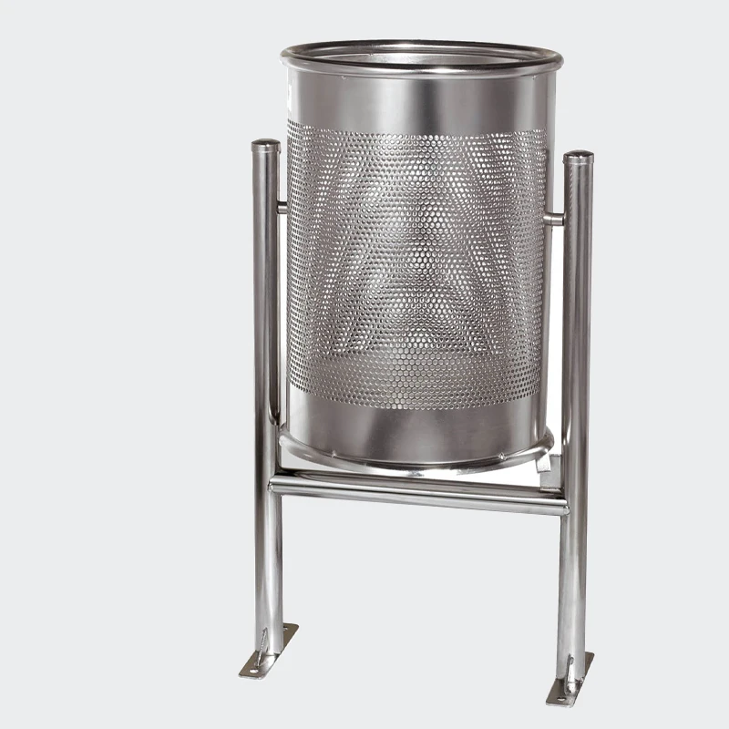 custom size standing perforated stainless steel containers big garbage can round trash can for factory