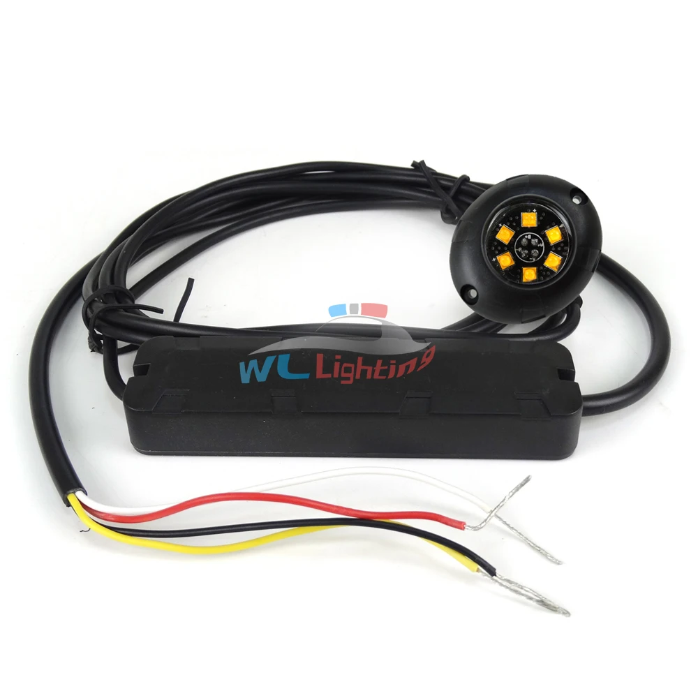 6 leds Emergency Vehicle LED Hideaway/Surface Mount Strobe Warning Light - Amber/Amber
