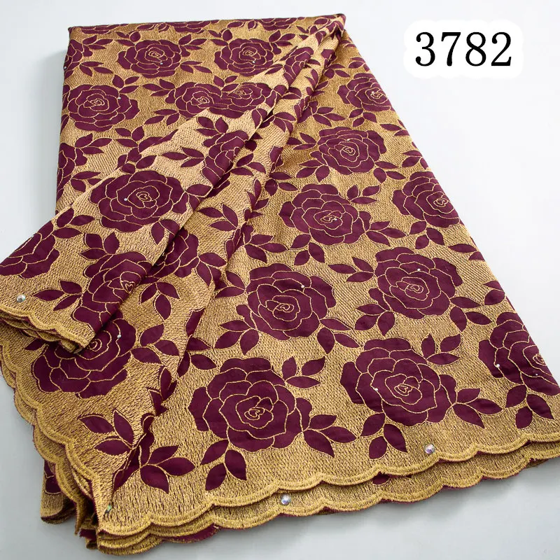 3782 African Cotton Lace Fabric Rose Pattern Swiss Voile Dubai Austria Nigeria Cotton Lace For Women Wedding Evening Party Dress