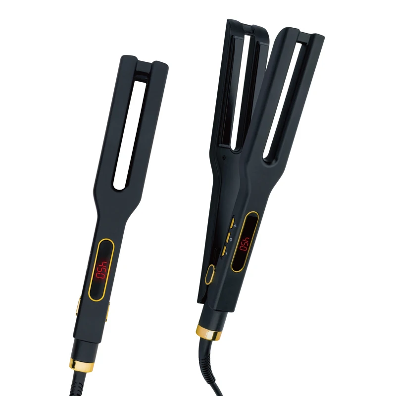 Salon Travel portable 450f double heating plate negative ion black dry and wet dual use hair straightener flat iron