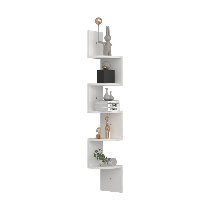 Corner Shelf Unit Wall Mount 5 Tier Wood Floating Shelves, Easy-to-Assemble Tiered Wall Storage, Wall Organizer for Bedroom