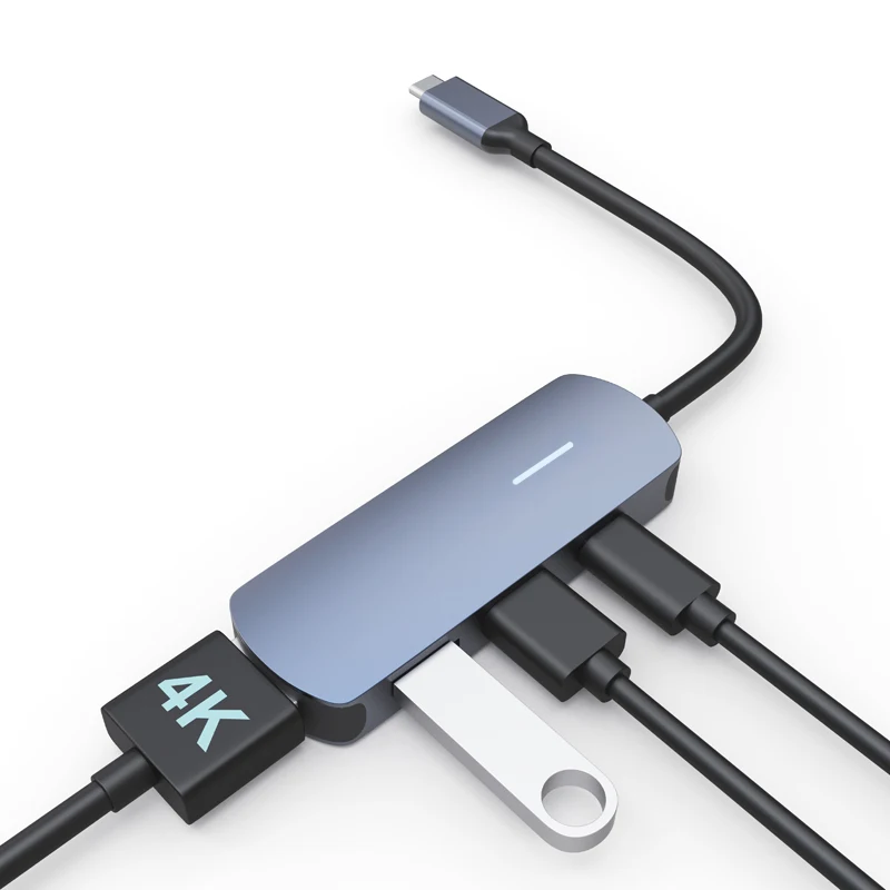 4k hdmi2.0 Hub Type-C 3.1 Usb 4 Port Computer 100W Charging Aluminum Usb C 4K Hub Usb Hub 3.0 C 2 Ports Rj45
