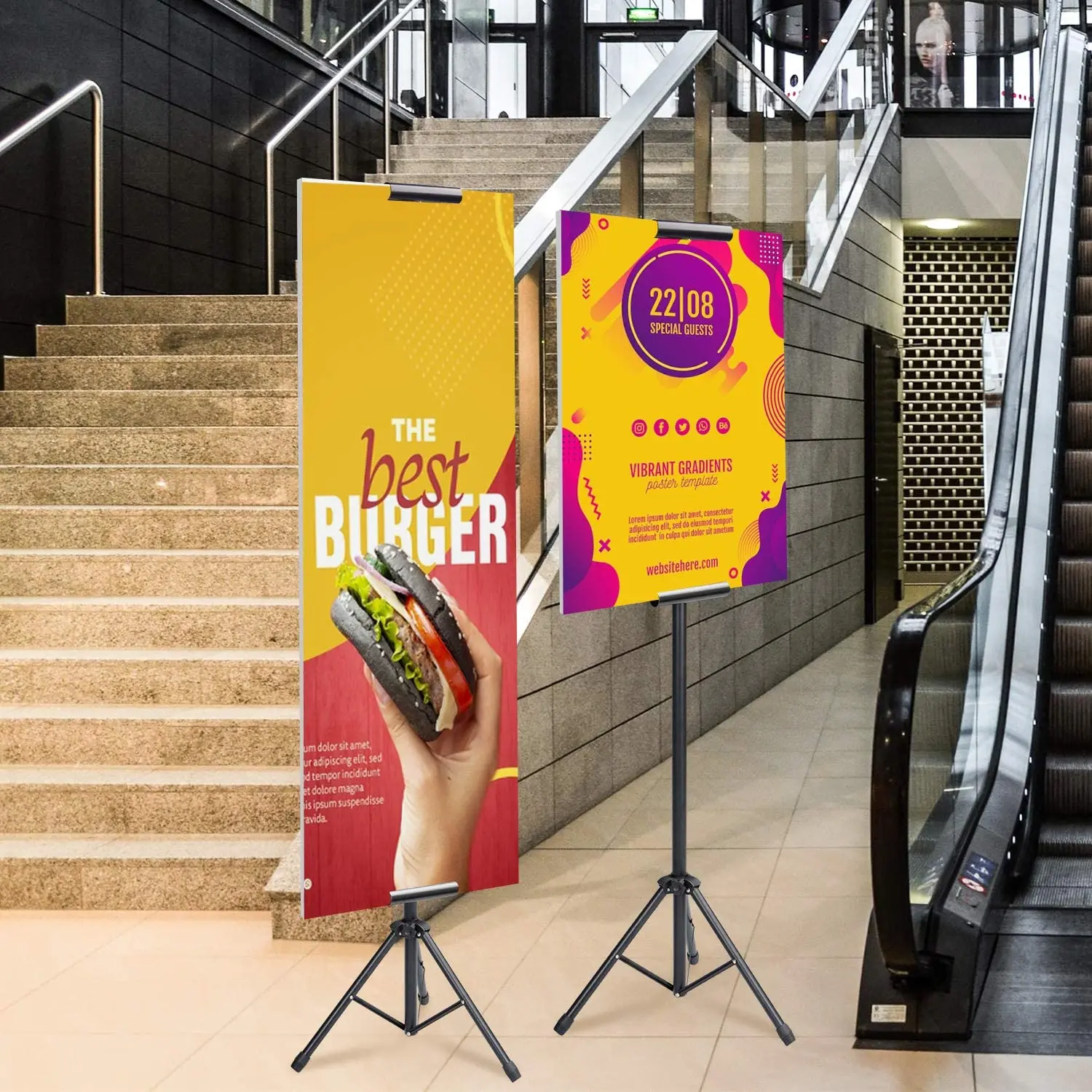 Heavy Duty Tripod Banner Stand Black Stainless Steel Tripod Banner Stand for Advertising