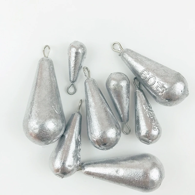Top Right AC204 10g~150g Drop-Shaped Fishing Sinker Lead Pendant Lead Sinker Water Droplet Shaped Fishing Lead Sinkers