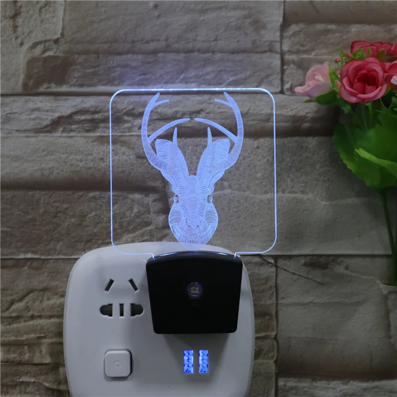 7 Colors Change Creative Kid Gift Heart Shape USB Plug In Acrylic 3D Led Night Light