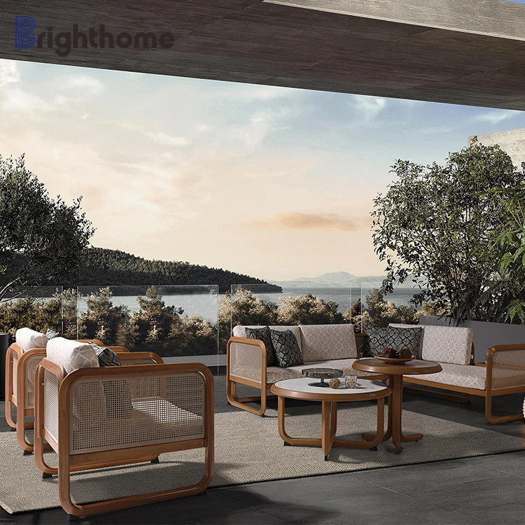 Hotel Metal Aluminum Frame Garden Furniture Sofa Sets Minimalist Style Italian Balcony Beach Outdoor Patio Furniture Set
