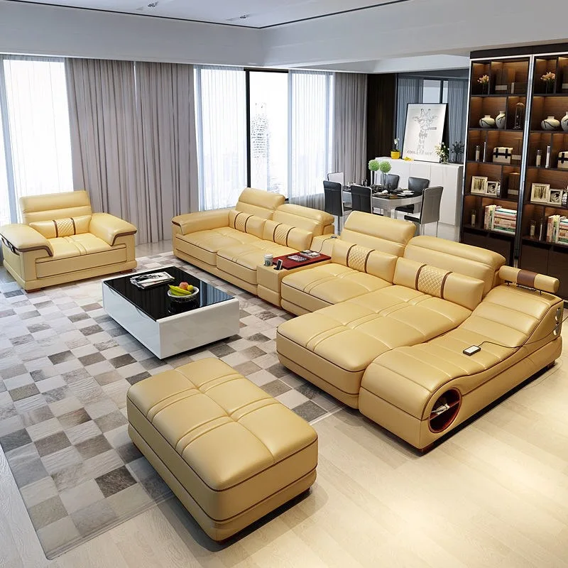 
Modern design couch living room furniture sofa sectional with integrated massage chair with speakers 
