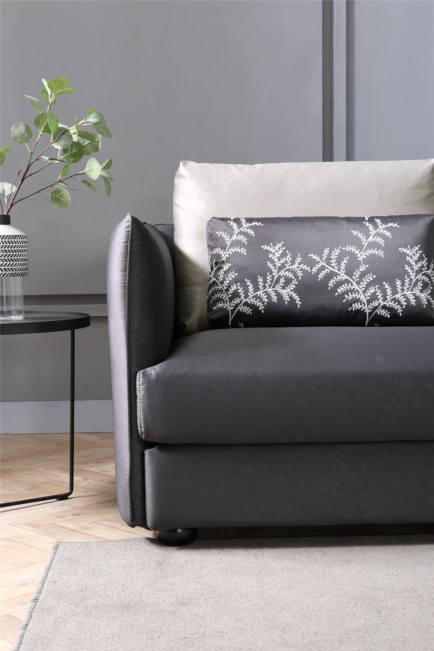 Customize indoor furniture modern design l shape black corner sofa set