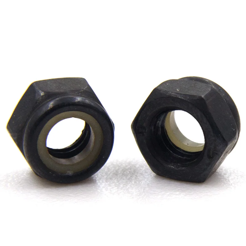 M4M5M6 Nylon lock nut blackened DIN985 hex nylock nut self locking rubber ring nylon cap